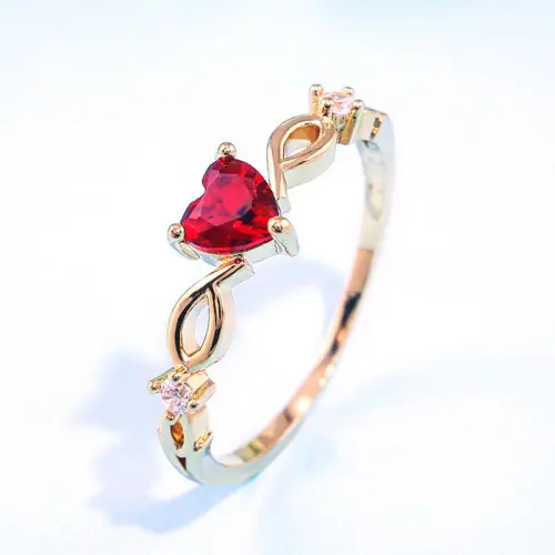 Red zircon heart shaped ring, LH 14