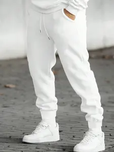 Men's Solid Color Drawstring Waist Sweatpants, Casual Regular Fit Pocket Jogger Pants for Fall & Winter, Men's Trousers for Daily Wear