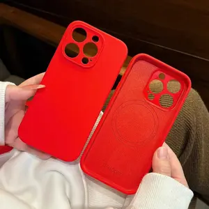 Lucky Red Liquid Silicone For Magsafe Case For iPhone 16 15 14 Plus 13 12 Pro Max Magnetic Wireless Charging Shockproof Cover