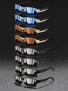 8pcs latest model retro square men's sunglasse, Sunglasses set, quality metal frame, UV400 protective lense, along with rubber nose pads and elastic temple arms for comfortable wear, stylish and durable design is perfectly suited for outdoor activities