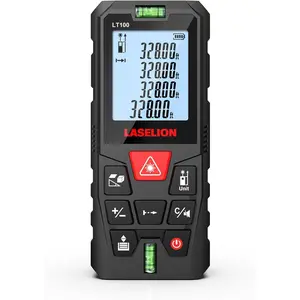 Laser Measure 328ft/100m Laser Measurement Tool with 2 Bubble Levels, 4 Units Conversion, LCD Backlit Display, IP54 Waterproof, Pythagorean Mode for Distance, Area, Volume