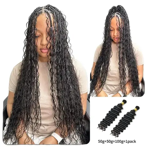 [Wequeen] Easy Braiding 12A Grade Salon Quality 100% Brazilian Human Hair Bulk Braiding Deep Wave 16"-24" For Knotless Crochet Braids Passion Twists Protective Styles