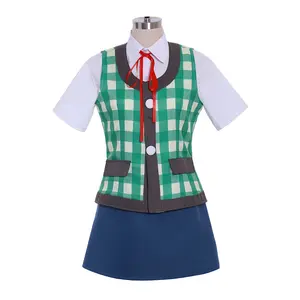Halloween Animal Crossing Cosplay Costume: Xishi Hui Cosplay Costume Set with Checkered Shirt