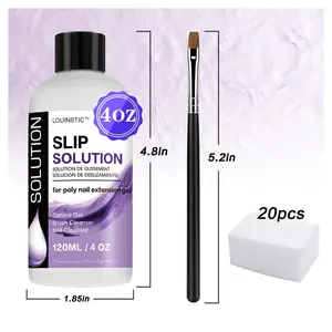 LOUINSTIC Slip Solution for Poly Extension Gel - 4oz, Professional Nail Extension Gel Anti-Stick Liquid, Cleanable Nail Brush Cleaner, Easy to Use, Beginner-Friendly