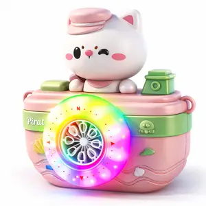 Cute Cat Bubble Machine Toy with LED Lights, Automatic Bubble Blower, Includes Bubble Solution