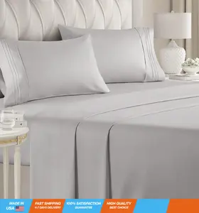 King Size 4 Piece Sheet Set - Comfy Breathable & Cooling Sheets - Hotel Luxury Bed Sheets for Women & Men - Deep Pockets, Easy-Fit, Soft & Wrinkle Free Sheets - Light Grey Oeko-Tex Bed Sheet Set