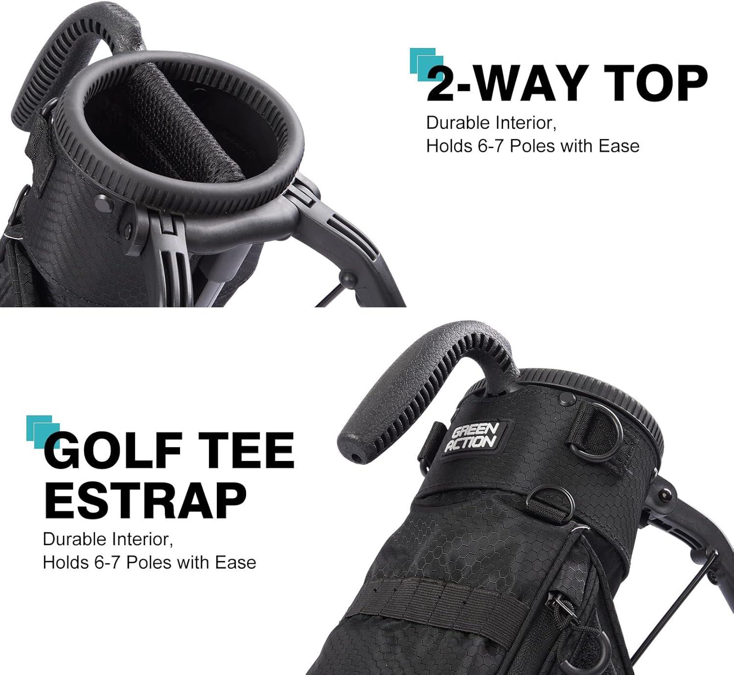 Sunday Golf Bag with Strap & Stand, Lightweight Golf Stand Bags with Two-Way Divider/Cooler Pocket, Golf Club Bags Holds 5-6 Clubs for Driving Range, Par 3 and Standard Courses