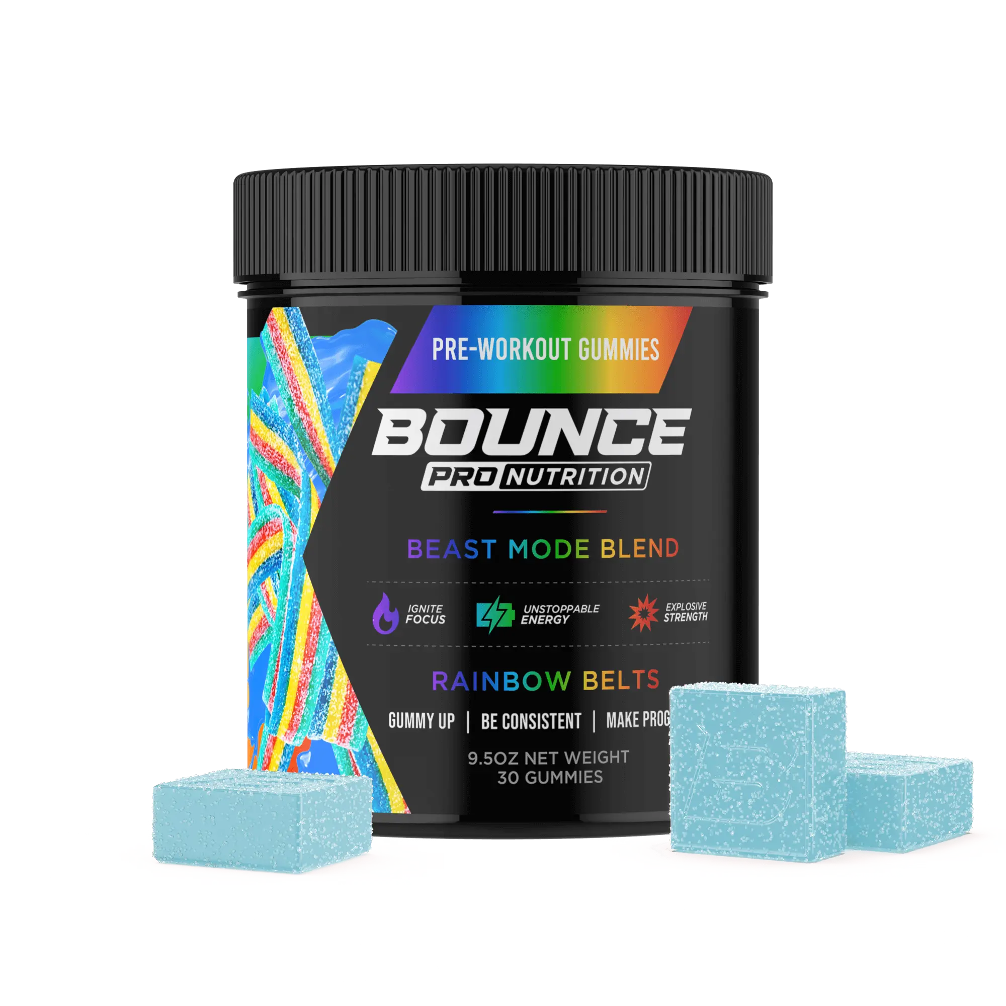 Pre-Workout Gummies - Beast Mode - Rainbow Belts