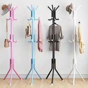 1pc Multi-Color Freestanding Clothes Stand - Sturdy Metal Coat Rack with Multiple Hooks for Coats, Hats, Bags - Space-Saving Organizer for Home, Office, Bedroom - 27" Tall, No Assembly Required, Clothes Organizer Storage, Office Item, Sleek