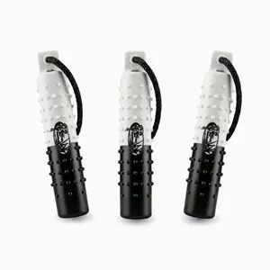 HuntEmUp 2-Inch Black & White Valved Dog Training Bumper – 3 Pack Retriever Training Dummy with Throw Rope