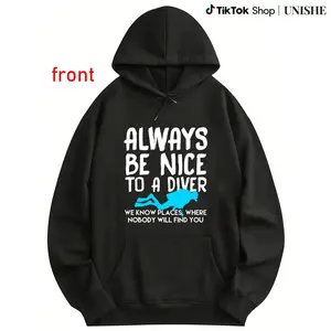 Long Sleeve Hoodie Tee for Divers with 100% Funny Scuba Diving Print