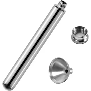 2 oz Mini Metal Flask with Funnel, Slim Stainless Steel Tube Flask for Liquor, Pocket Cylinder Hip Flask for Women, Men