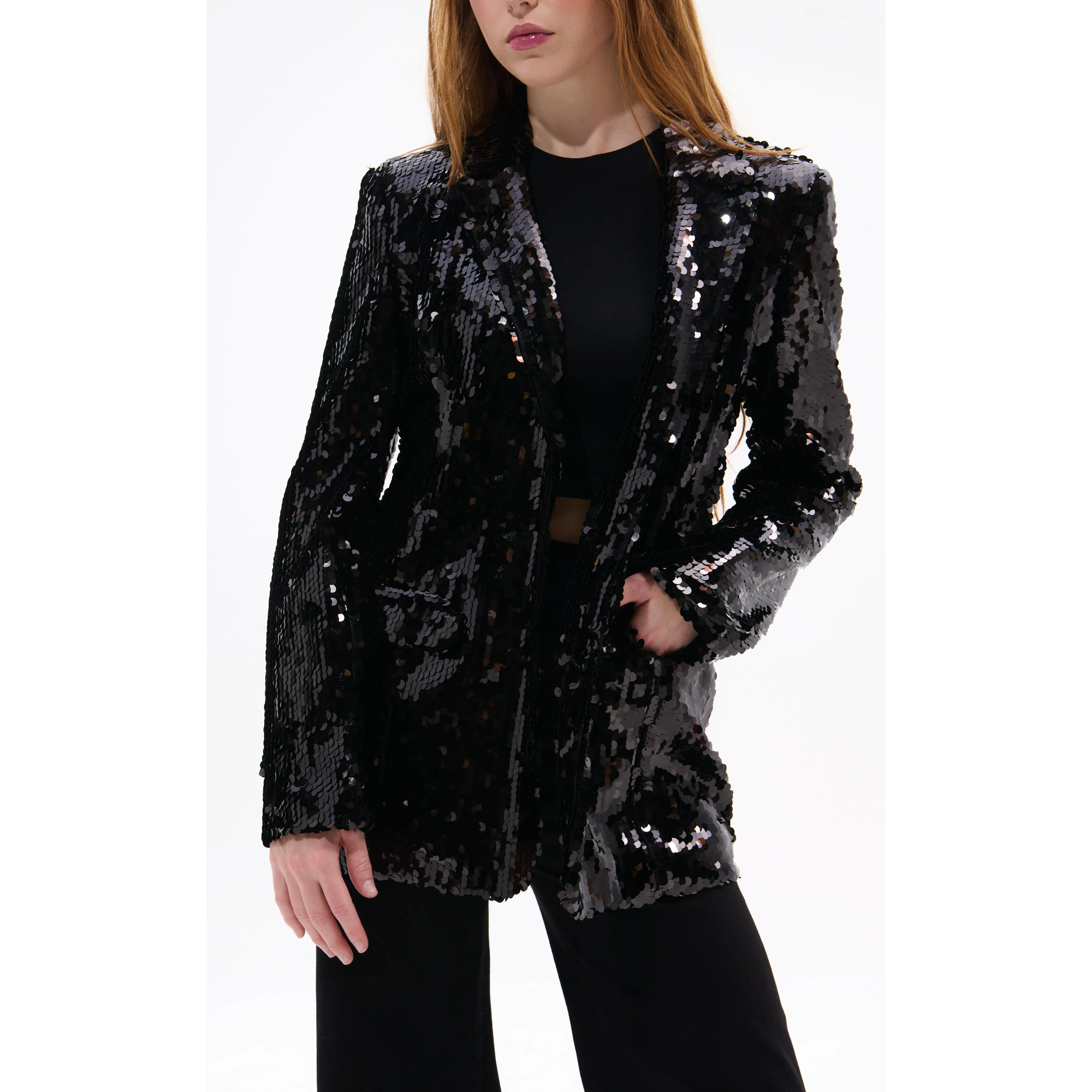 DUBAI-BLACK SEQUIN BLAZER
