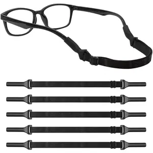 5 Packs Straps No Tail Eyewear Retainer Glasse Strap for Men Kid Women Straps Straps 8.7 inch Black, Medium