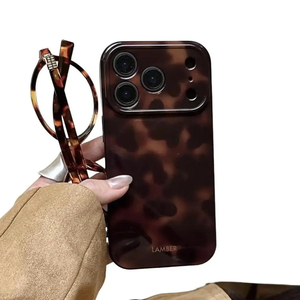 Vintage Amber Leopard Tortoiseshell Cellphone Case - Lightweight Shockproof Soft Silicone Cover, Glossy Finish, Aesthetic Design, Camera Protection for iPhone 11-17 Series Plus, Pro Max Mobile Accessories, Iphone Series