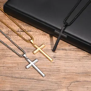 Titanium Steel Cross Necklace - Fade-Resistant, Smooth & Minimalist| 3-Color (Silver/Gold/Black) Versatile Stainless Steel Pendant