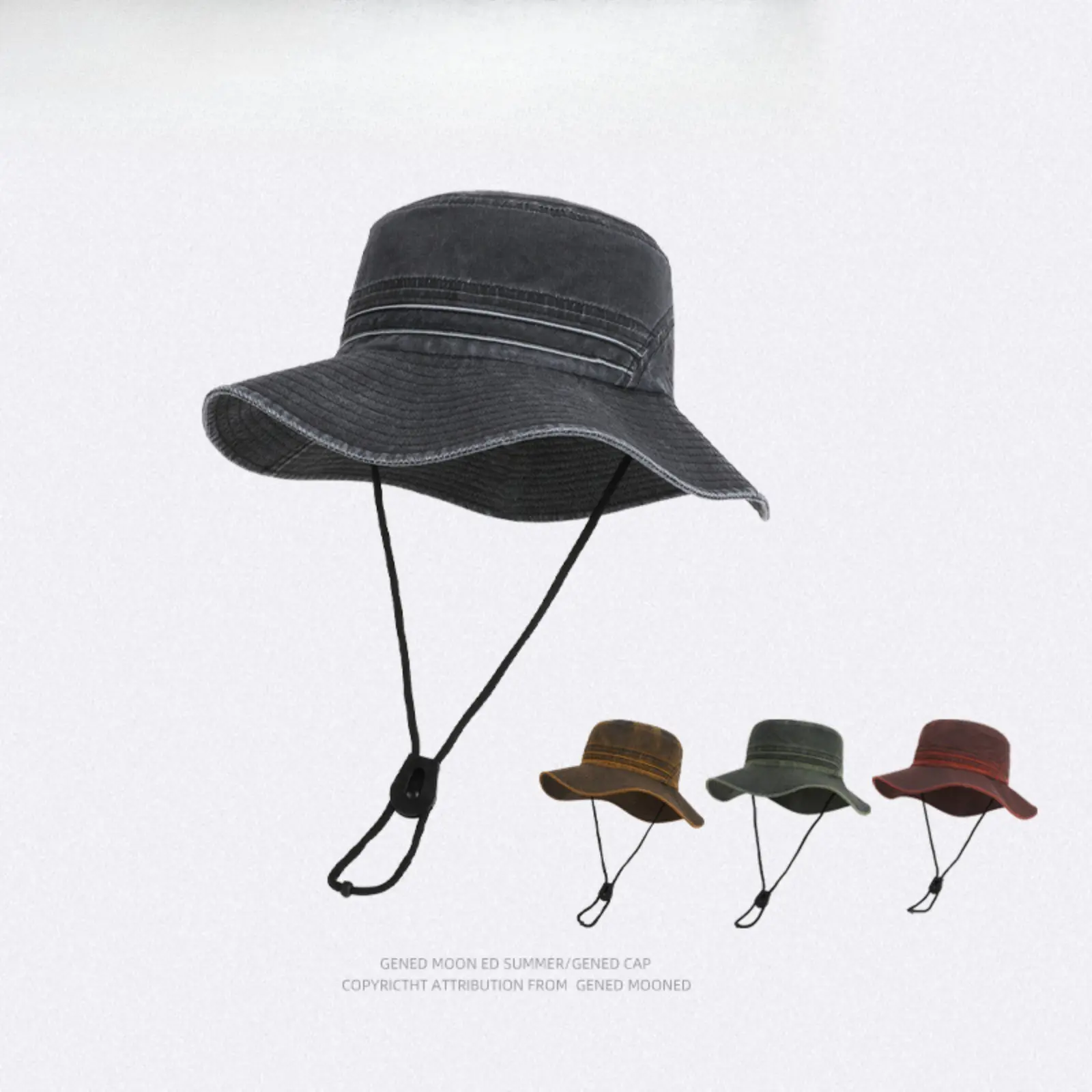Spring and summer outdoor mountaineering fishing sun hat Korean version big brim breathable bucket hat British retro denim sun protection hat