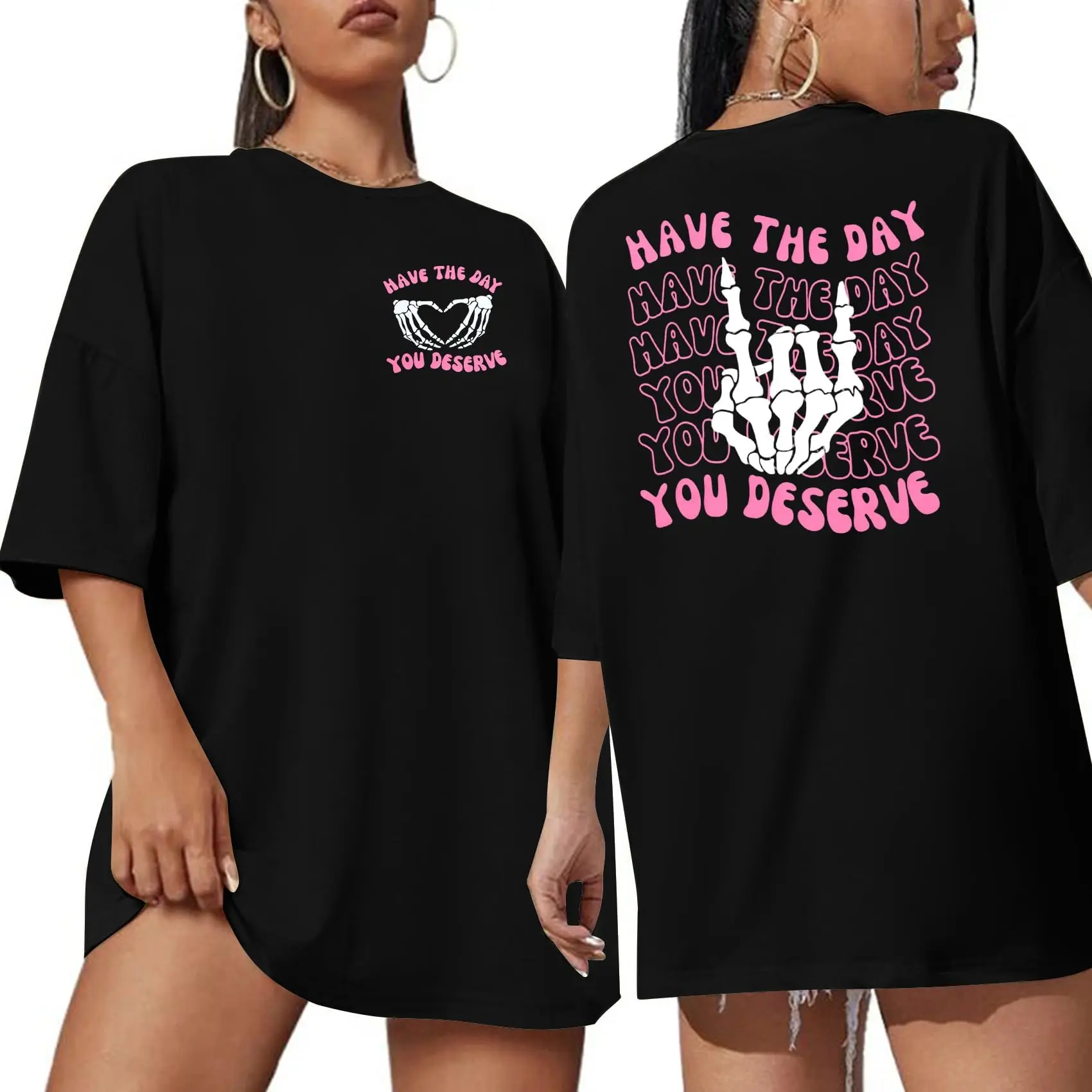 Women's Super Soft Wash Cotton Crewneck Graphic T-Shirt - Sarcastic Skeleton "Deserve Day Joke" Sarcastic Apparel, Retro Streetwear Preppy Staple, Lightweight Round Neck Everyday Casual Top