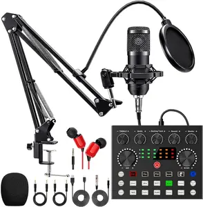 Safring Podcast Equipment Bundle with BM800 Mic DJ Mixer Effects & Voice Changer, Live Sound Card Audio Mixer, Condenser usb Microphone Recording Studio Package for Live Streaming/Gaming/Podcast/Recording/Vocal/Game Voice/YouTube desk clamp