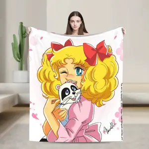 Candy Candy Manga Plush Throw Blanket, Super Soft Flannel Bedding Throw, Cozy Bedspread for Bedroom, Couch and Home Decor