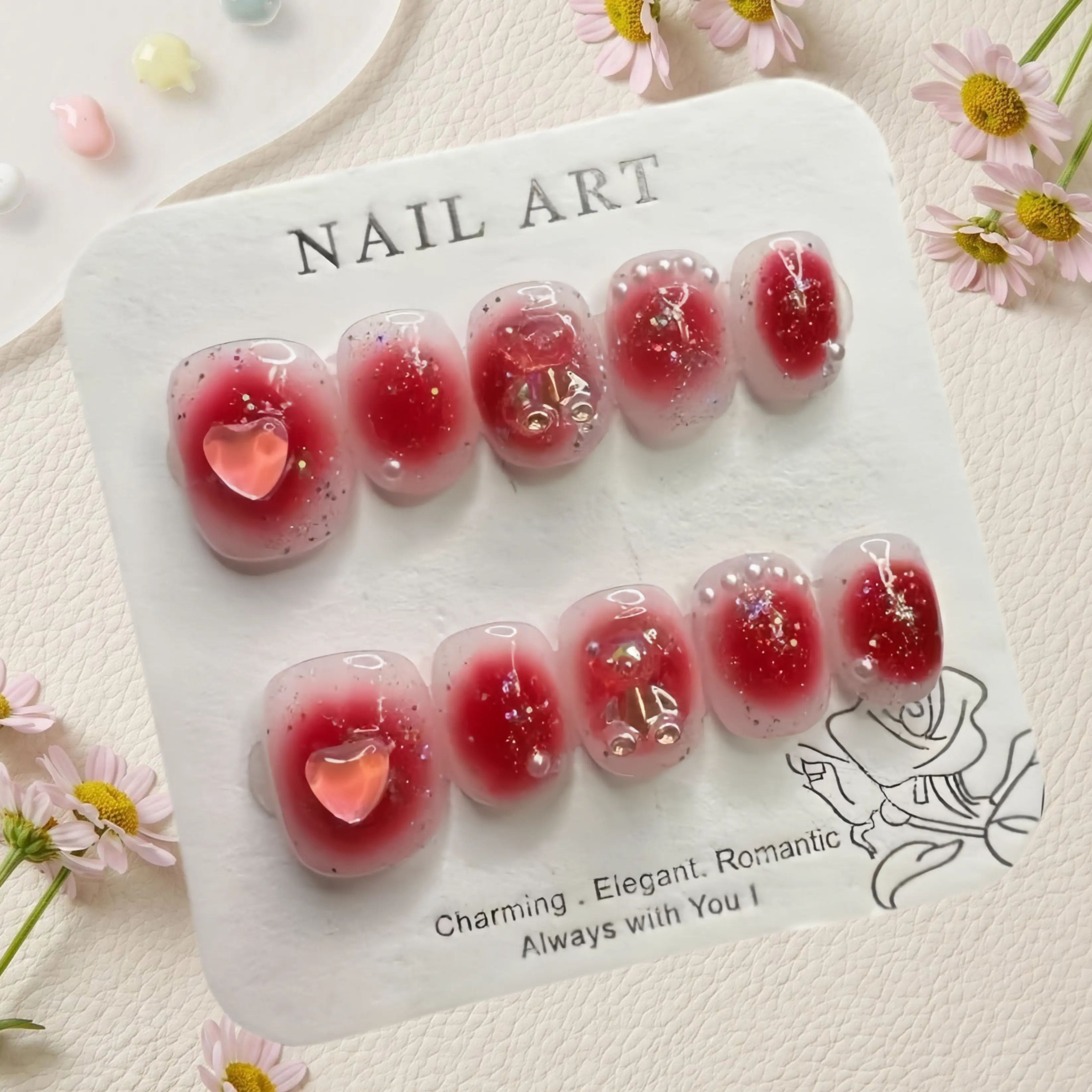 Handmade Press On Nails, Reusable Salon-Quality Acrylics, 10 Pcs Short Round Shape, Long-Lasting DIY Nail Art, Short Press On Nails