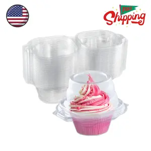 Individual Cupcake Containers (100 Pack) | Clear Plastic Disposable Cupcake Boxes/Holders