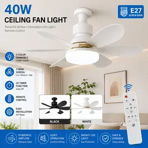 40w Modern Smart LED Ceiling Fan Light, E27 Interface, Remote Control, Three Color Lights, Adjustable Brightness, Sleep Mode, Home Use