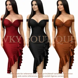 Twist Front Ruffle Midi Dress