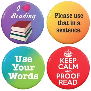 Buttonsmith® Teachers Language Arts Tinker Top® Set – Made in USA – for use with Tinker Reel® Badge Reels