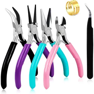 4Pcs Jewelry Pliers Set Jewelry Making Pliers Tools Kit Include Jewelry Making Needle Nose Chain Nose Round Bent Pliers Wire Cutter for Bracelet Beading DIY Craft Jewelry Making Supplies