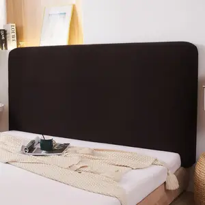 Synthetic Stretch Bed Headboard Slipcover - 180 GSM Thick, Dustproof Protector Cover for Bedroom (Dark Coffee, 59-67")