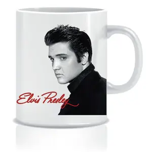 Funny mug, Birthday gift, gift for him, gift for her, work mug - Elvis Presley - The King of Rock & Roll - Mug Cup - with Signature CMUG206