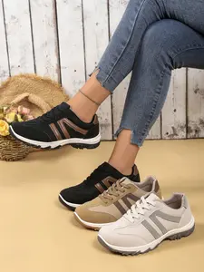 Classic Running Shoe Style, Laces, Striped or Leopard Print Side Decor, Vintage Fashion, Sporty & Trendy, Daily Wear