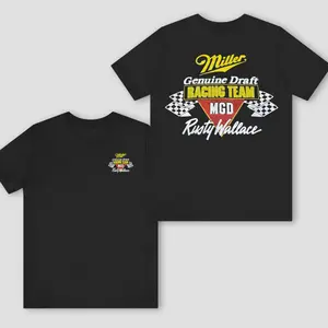 [New] Miller Racing 2026 TShirt, Genuine Draft MGD Rusty Wallace NASCAR Graphic Print, Soft Cotton Fabric, Unisex Fit for Racing Fans, Perfect Gift for Motorsport Lovers
