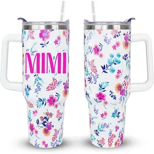 40 oz Stainless Steel Vacuum Insulated Reusable Water Bottle Set – Insulation Dual-Tumbler Bottles with Handygrip, Airtight Lid, Plastic Straw, Vacuum Insulated Tumbler, Portable Mother’s Day Gift for Grandma