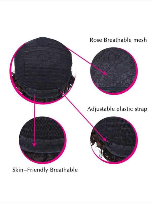 Chic Elegant Pixie Cut Wigs for Women Black 99J 4# Color for Daily Use Short Layered Pixie Cut Human Hair Wigs With Bangs Brazilian Remy Curly Wave Human Hair Full Machine Made Wig 150% Density 6Inch Human Hair Wavy