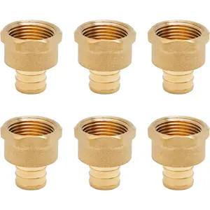 6-Pack 3/4" PEX to 3/4" Female NPT Brass Fittings, UPC Certified