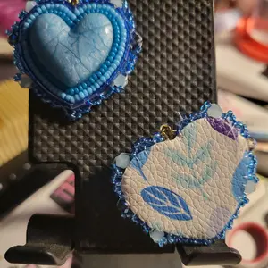 Blue Glass Heart Earrings