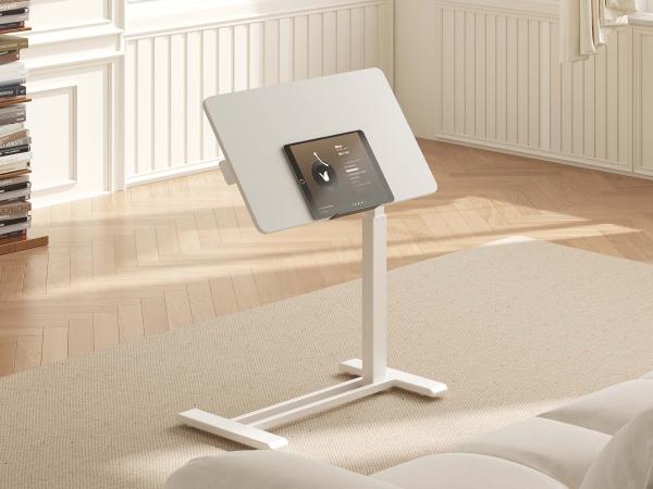 【SummerVibes】H7 PRO Mobile Standing Desk Adjustable Overbed Table Pneumatic with Wheels 90°Tiltable Portable Laptop Desk Rolling Computer Cart Foldable Bedside Table Modern Nightstand