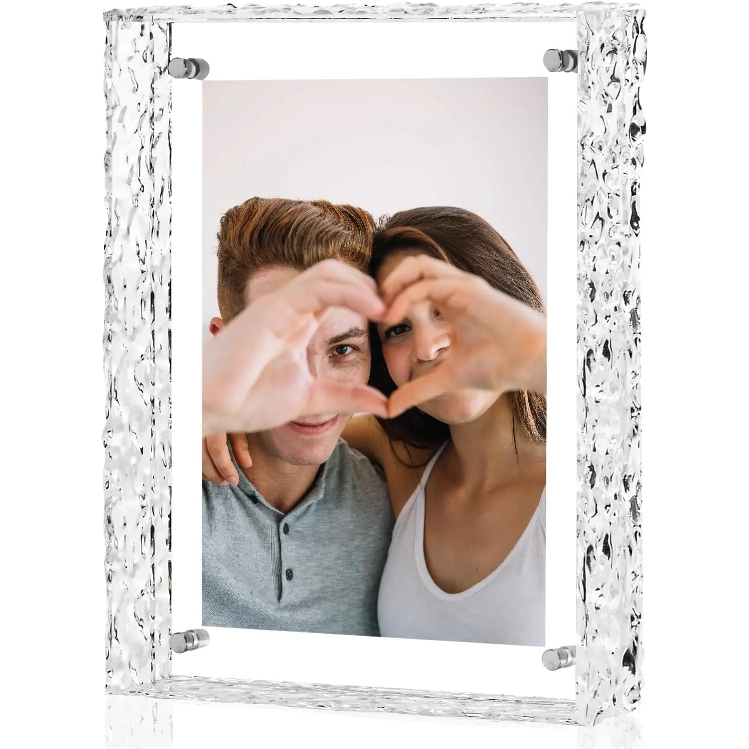 5x7 Picture Frames, Refined -Clear  Photo Frame, Wall & Tabletop Display Frames, Modern Floating Style for Home Office Decoration, Transparent (1 Pack)