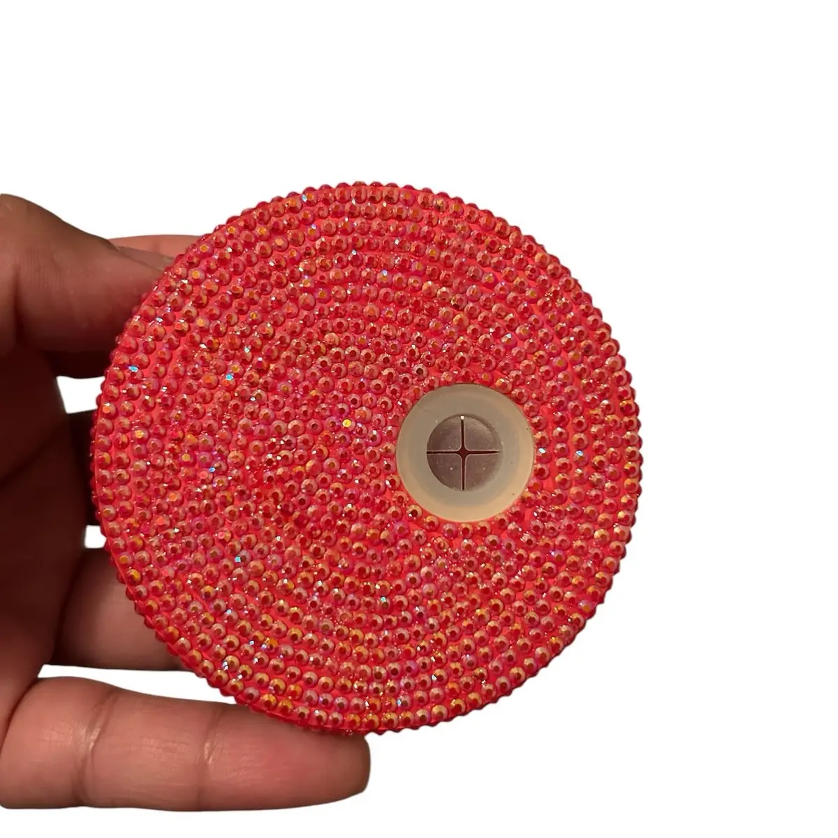 Handmade Red Rhinestone Bamboo Lid