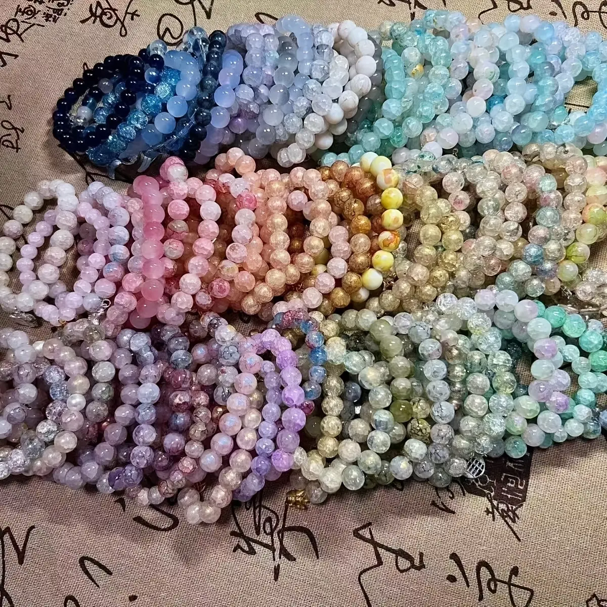 Bohemian Glass Bead Bracelet Set, 10mm Whimsical Jewelry for Women in Pastel & Vibrant Colors, Funky Accessories for Casual Wear (10pcs/20pcs), Accessories For Women, Funky Unique Accessories
