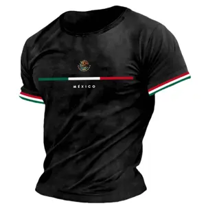Mexico Flag Printed T-shirts For Men Summer Streetwear O-Neck Loose Short Sleeve Tops Mexican Tee Shirts Oversized Men Clothing yes