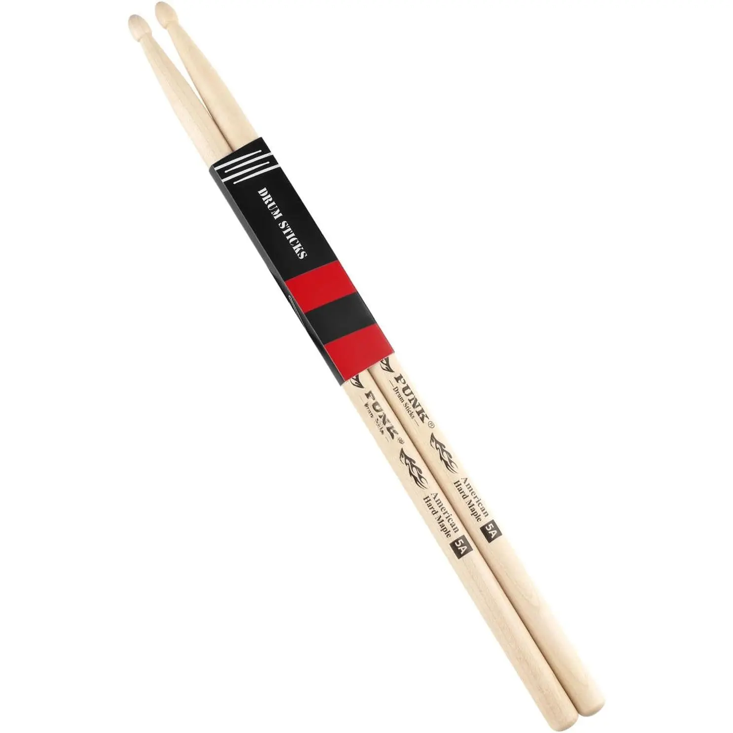 Drum Sticks 1 Pairs Drumsticks 5a  Hard Maple  Tip Drum Stick Ideal for Drummers of  Levels, for Drums, Percussion and Practice (Hard Maple 5A-1P)