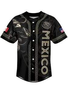 Mexico Heat Baseball Jersey-Sporty &StylishButton-Up with Green, White & Red Accents! Mexican Hot Weather BaseballJersey, Stylish Button Design with Accents,Perfect for Sports Fans & Casual Wear Jersey Top