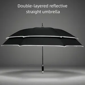 Double-Layered Reflective Straight Cover Umbrella - 10-Rib Fiberglass, Automatic Folding Inverted, Windproof Stormproof Fold-Resistant, Lightweight Waterproof UV Sunshade Double Sided Umbrella for Daily Use, Outdoor Activities