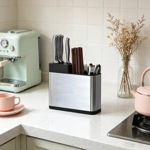 Stainless Steel Kitchen Cutlery Organizer, Multi-Functional Slot Holder for Tableware Storage