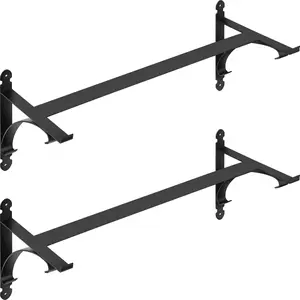 Father's Day Gift VEVOR 2 PCS Window Box Brackets 88lbs Planter Box Brackets 24 x 10.5 x 10 in Black Planter Mounting Bracket Iron Material Black Window Box Hanger Bracket for Flower Box Durable Window Box Holder