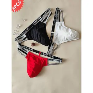 Men's Letter Tape Cut Out G String, Soft Comfy Breathable Briefs for Daily Wear, Fashion Men's Underwear for All Seasons mens lingerie