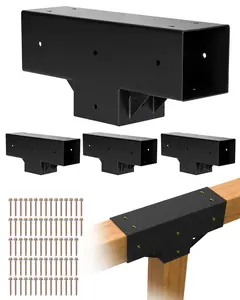 VEVOR Pergola Kit 4-Pack, Summervibes,Summervibes, T-Shaped 4x4 (Actual 3.5x3.5 Inch), 3-Way Pergola Brackets DIY Woodworking Gazebo Bracket Kit with Screws for 3.5x3.5 Inch Wood Beams in Actual Size for Outdoor Party Banquet